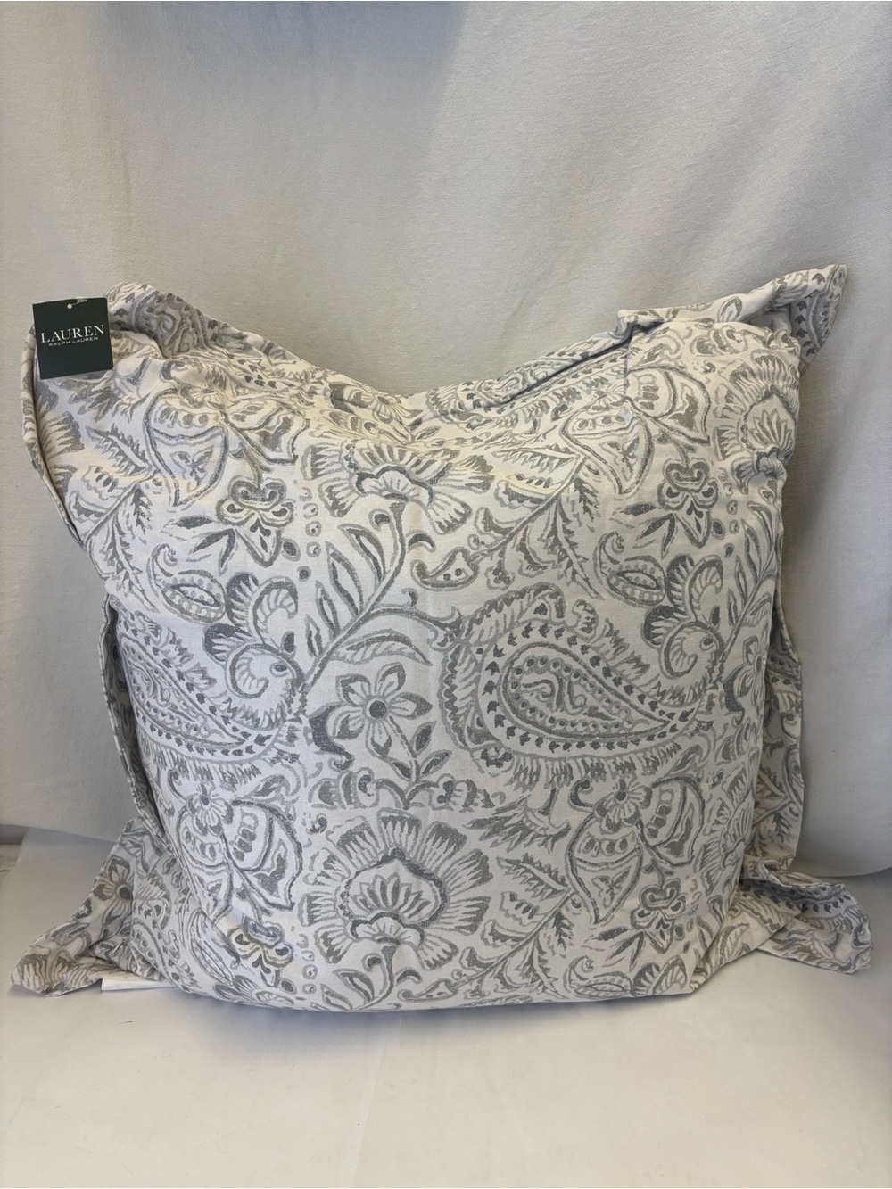 Lauren Ralph Lauren Gray Paisley Floral Euro Decorative Pillow